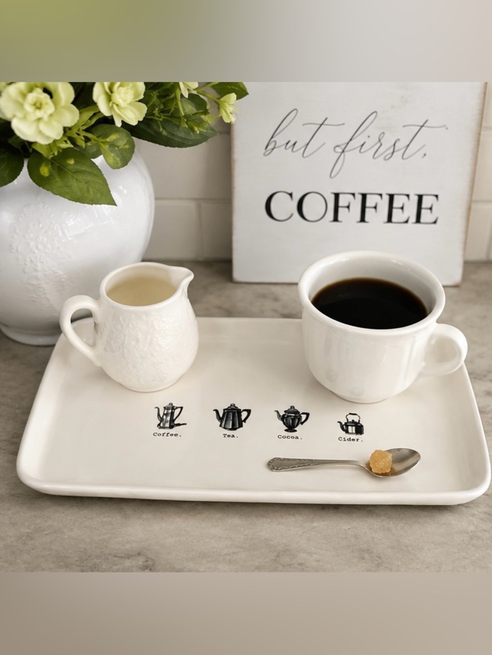 Rae Dunn Coffee Tea Cocoa Cider Serving Tray 2017 OG HTF - Picture 2 of 7